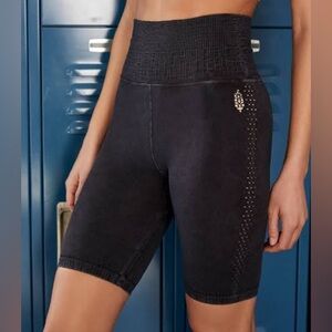 Free People Movement Good Karma Bike Shorts in Washed Black, size XS/S
